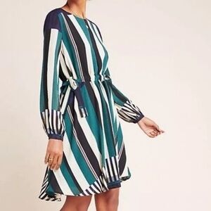 Anthropologie Sunday in Brooklyn Leger Dress in Blue/Green/Cream Stripe